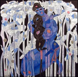 1990s Tie Feng Jiang "Calla Lillies" Serigraph on Paper