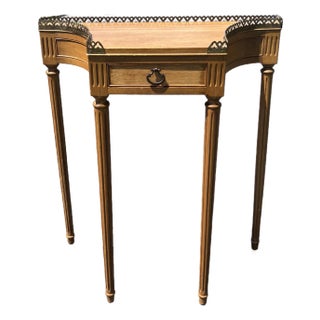 Vintage Louis XVI Style Mahogany Serpentine Console With Bronze Gallery For Sale