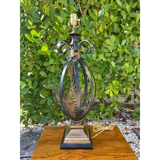 Metal Vintage John-Richard Sculptural Fern Leaf Table Lamp For Sale - Image 7 of 12