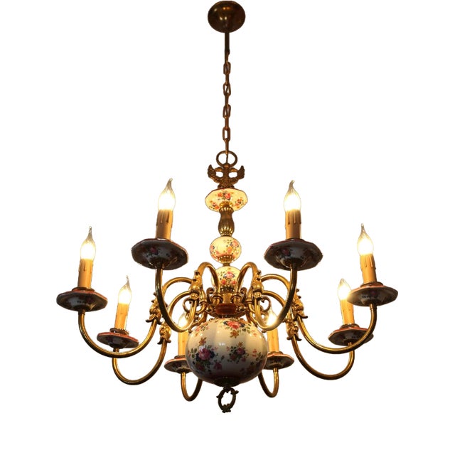 Dutch Eight-Arm Painted Chandelier For Sale