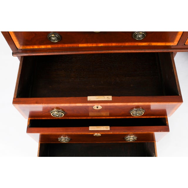 19th Century Victorian Flame Mahogany Partners Pedestal Desk For Sale - Image 17 of 18