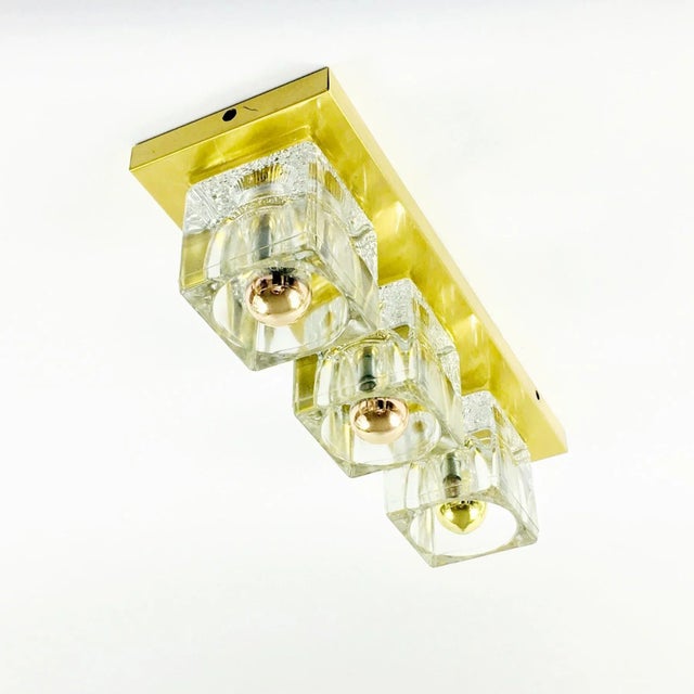 Metal Large Crystal Glass & Brass Wall Lights From Peill & Putzler, Germany, 1970s For Sale - Image 7 of 11