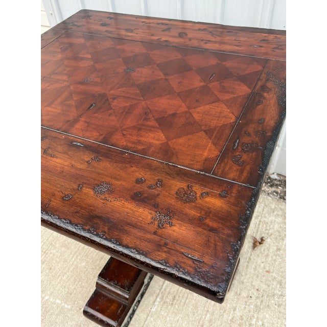Rustic Mahogany Pedestal Foyer Center Table For Sale In New York - Image 6 of 12