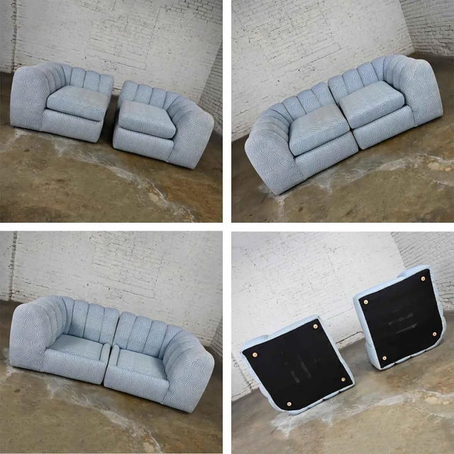 Modern to Postmodern Channeled Sectional Loveseat or Lounge Chairs Style of Jay Spectre For Sale - Image 9 of 12