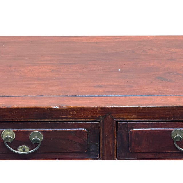 Vintage Chinese Carving Brown Drawers Side Table Credenza Cabinet For Sale - Image 11 of 14