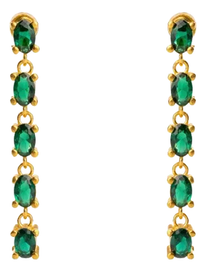 Drop Down Green Emerald Earrings, 2 Pieces