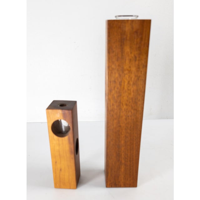 Wood Mid-Century Modern Black Walnut Flower Bud Vases For Sale - Image 7 of 12
