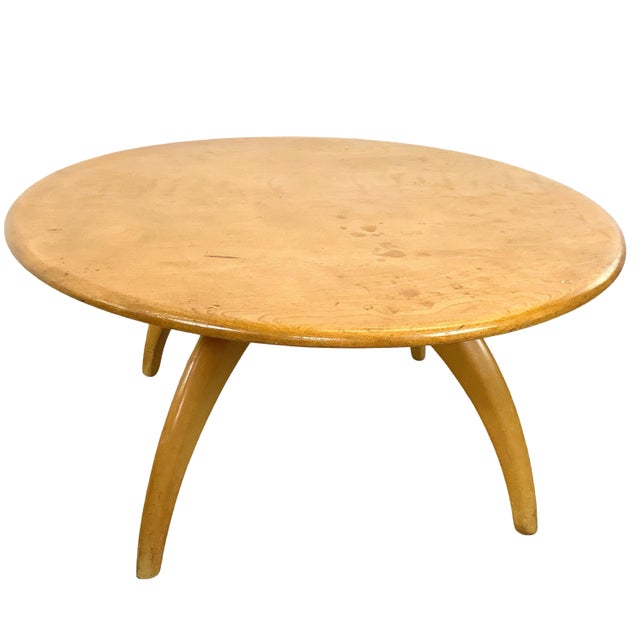 Heywood-Wakefield Solid Birch Round Lazy Susan Coffee Table in Wheat For Sale - Image 14 of 18
