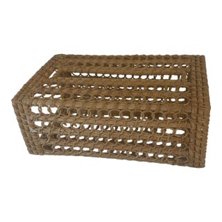 Vintage Wicker Tissue Box Cover For Sale