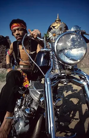 1969 Jimi Hendrix and Motorcycle Photo by Ed Thrasher (11x14 Print)