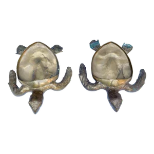 Large Brass Turtles Planters - A Pair