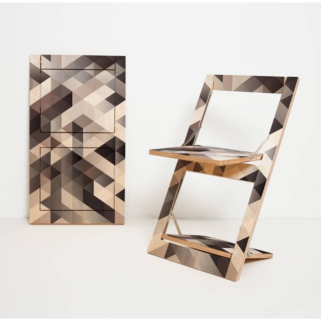 Fläpps Folding Chair – Criss Cross Grey (on Birch) from Ambivalenz For Sale - Image 4 of 4