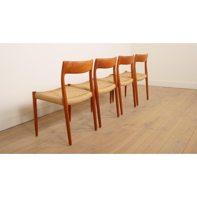 Papercord & Teak Model 77 Dining Chairs by Niels Otto Møller for J.L. Møllers, 1960s, Set of 4 For Sale - Image 12 of 16