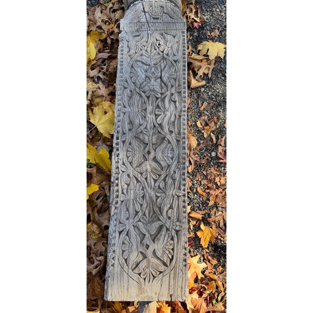 Indian Antique Salvaged Structural Support Beam With Intricate Carvings, For Sale - Image 3 of 17
