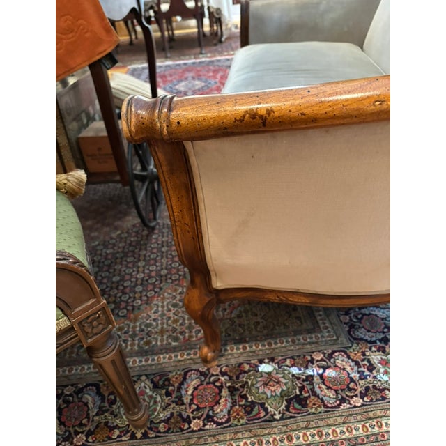 Walnut Framed Loveseat Sofa For Sale In San Francisco - Image 6 of 8