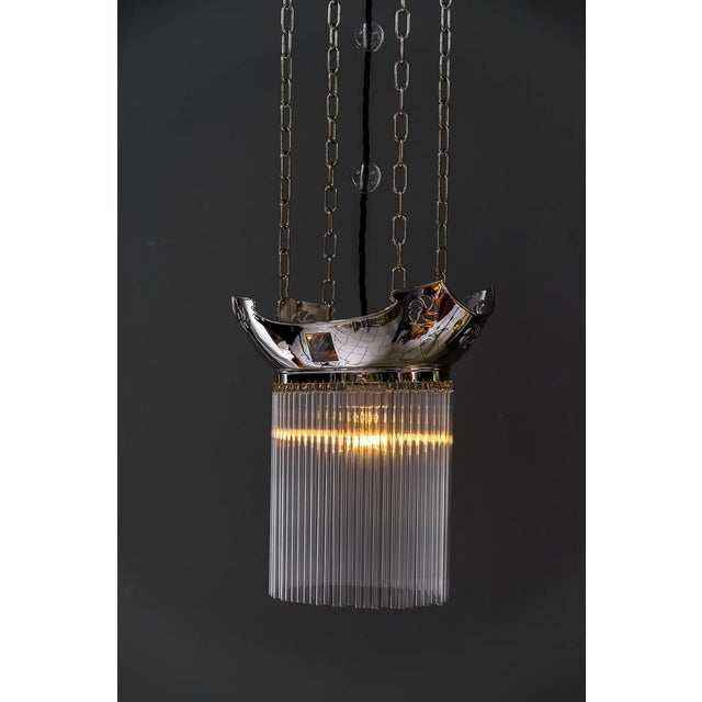 Art Deco Nickel-Plated Pendants with Glass Sticks, 1920s, Set of 3 For Sale - Image 6 of 18