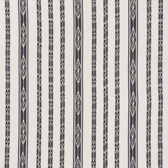 Sample - Schumacher Mariam Ikat Fabric in Black For Sale