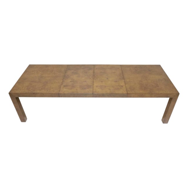 Mid 20th Century Attributed to Milo Baughman Burlwood Parsons Dining Table For Sale