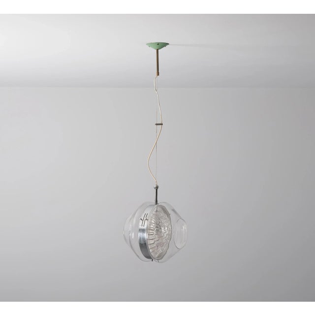 Italian Pendant Lamp in Murano Glass and Brass, 1960s For Sale - Image 6 of 13