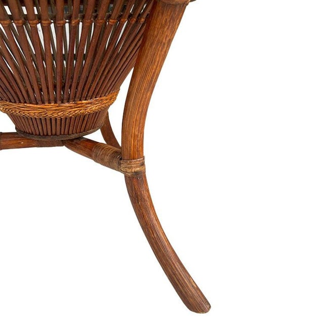 1960s Round Wicker and Rattan Italian Fishing Basket Side Table - after Albini 1960s For Sale - Image 11 of 11