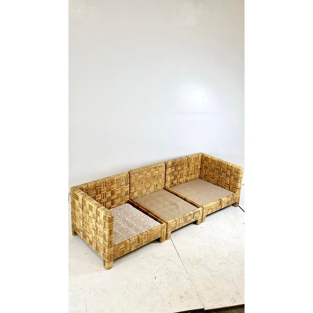 Billy Baldwin Vintage Billy Baldwin Style Woven Caning Sectional Sofa For Sale - Image 4 of 12