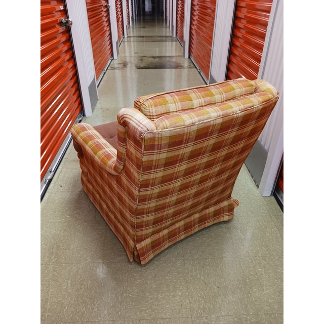 1960s 1961 Mid-Century Henredon Plaid Lounge Chair - Project Piece For Sale - Image 5 of 13