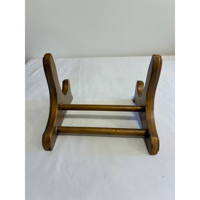Late 20th Century Vintage Gold Painted Wood Plate Stand / Easel For Sale - Image 5 of 8