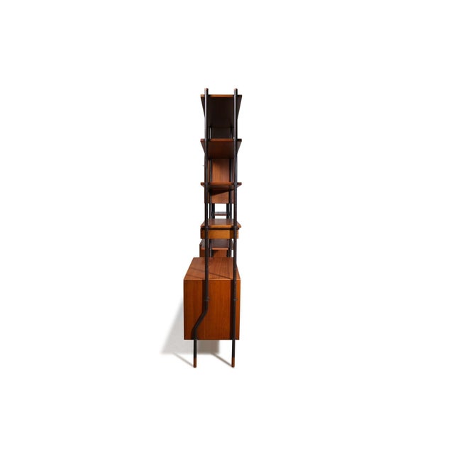 Mid 20th Century Danish Modern Teak Free-Standing Wall Unit With Bar by Lyby Møbelfabrik For Sale - Image 12 of 18