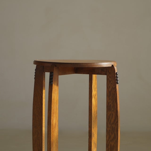 Wood Dutch Art Deco Amsterdam School Pedestal Table, 1920s For Sale - Image 7 of 18