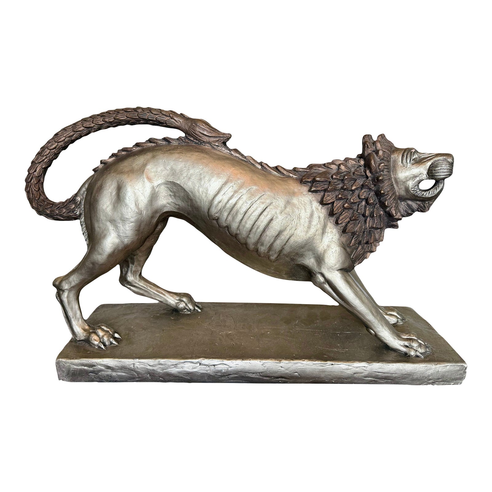 1980s Austin Productions Etruscan Lion Sculpture-Large-Regency