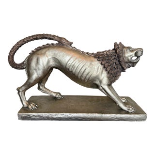 1980s Austin Productions Etruscan Lion Sculpture-Large-Regency-Statue-Neoclassical For Sale