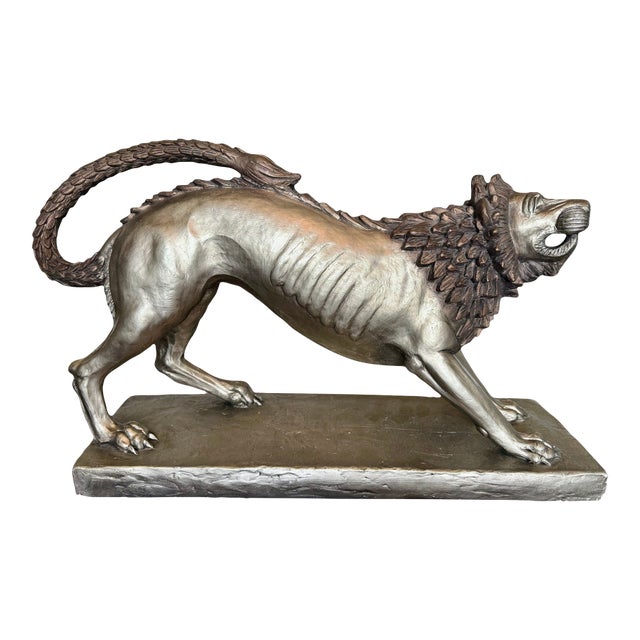 1980s Austin Productions Etruscan Lion Sculpture-Large-Regency-Statue-Neoclassical For Sale