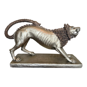 1980s Austin Productions Etruscan Lion Sculpture-Large-Regency-Statue-Neoclassical