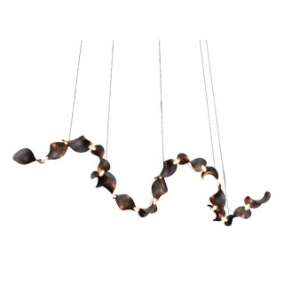 Dune 16 Curve Chandelier with Shades in Dark Bronze Metallic Tone by Daniel Becker for Moss Objects For Sale