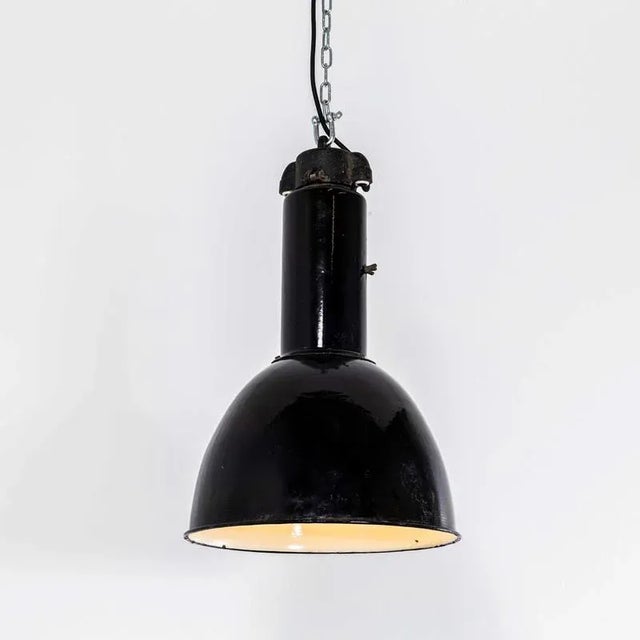 Large Industrial Black Enamel Pendant Lamp, 1930s For Sale - Image 12 of 12