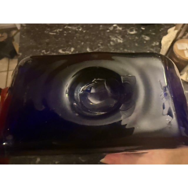 Vintage Blenko, Cobalt Blue “Puzzle Piece” Vase For Sale - Image 6 of 10