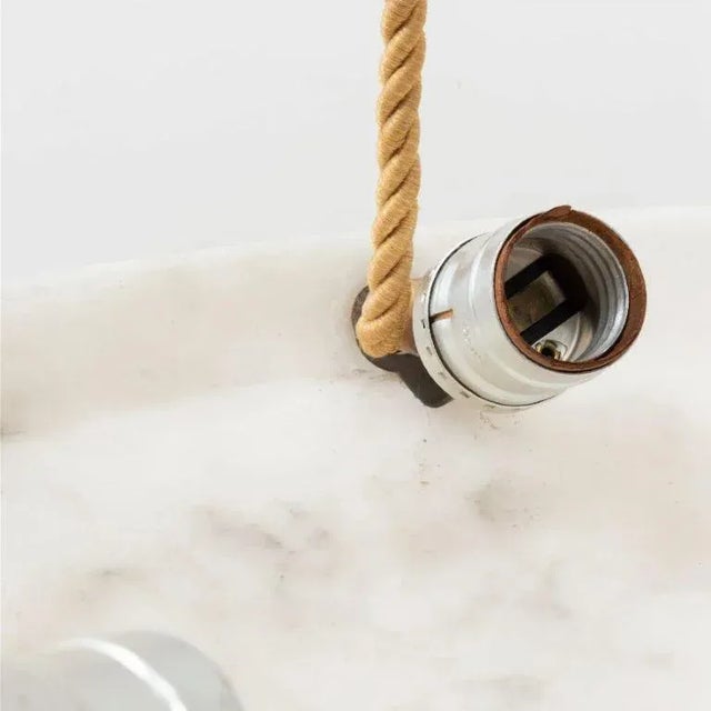 Painted Alabaster Dish-Form Three-Light Chandelier For Sale - Image 4 of 9