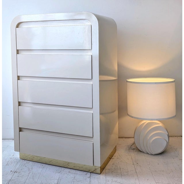 Mid-Century Modern Vintage Laminate Waterfall Chest of Drawers, 1980s For Sale - Image 3 of 12