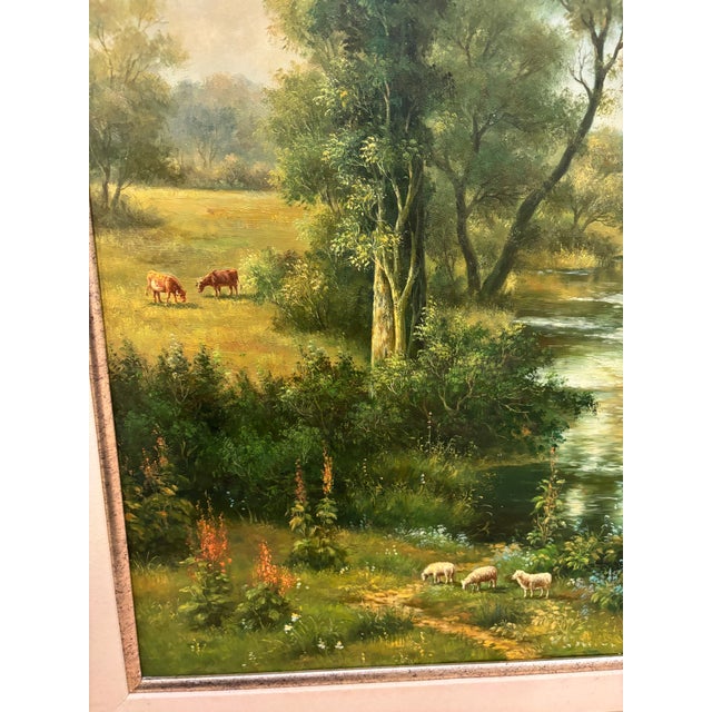 Vintage Framed Landscape Oil Print on Canvas For Sale In Chicago - Image 6 of 9