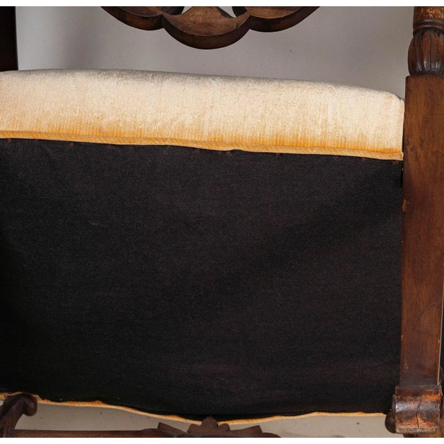 Brown Early 20th Century Large Italian Baroque Style Upholstered Carved Armchair For Sale - Image 8 of 8