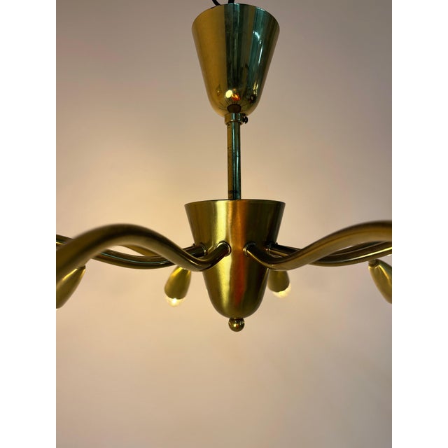 Brass 10-Arm Chandelier, 1950s For Sale - Image 3 of 11