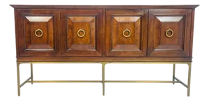 Walnut and Brass Credenza by Century Furniture, Made in the United States