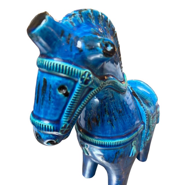 Late 20th Century Aldo Londi Rimini Blu Horse by Flavia Montelupo/Bitossi, Italy For Sale - Image 13 of 14