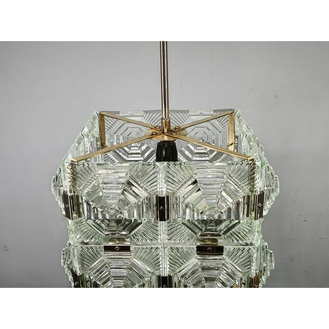 Brutalist Glass Cube Pendant by Kamenický Šenov, 1970s For Sale - Image 10 of 12