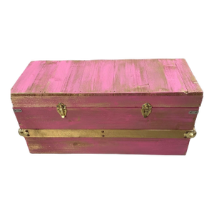 Handcrafted Steamer Trunk in Golden Pink