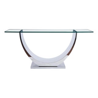 Modern Greg Sheres Style Polished Stainless Steel Console Table For Sale
