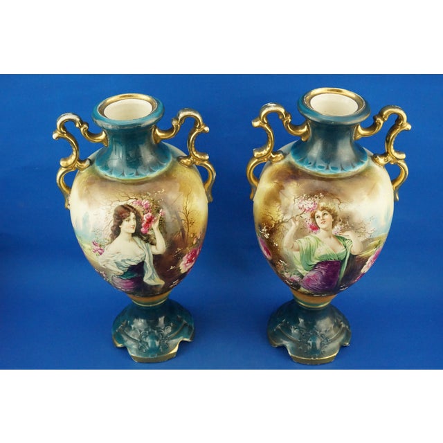 Antique English Ceramic Vases by Barbe for Royal Worcester, 1800s, Set of 2 For Sale - Image 10 of 18