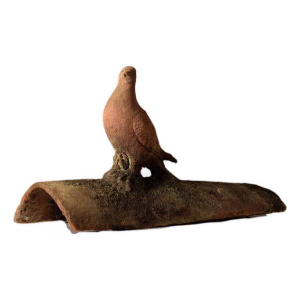19th Century French Terracotta Roof Tile With Motif (D) For Sale