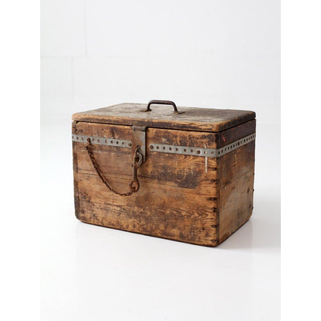 Early 20th Century Antique Primitive Industrial Wood Storage Box For Sale - Image 5 of 16