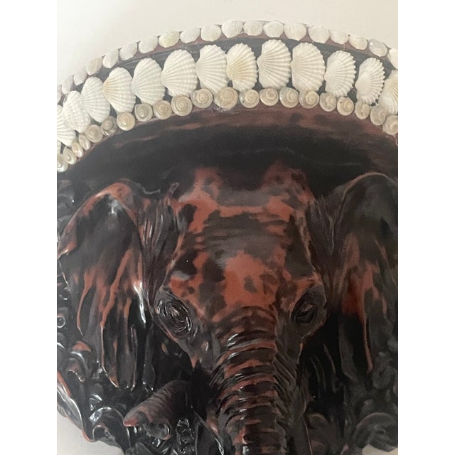 Brown 1960s Safari Style Elephant Head Wall Bracket Corbelle With Sea Shells For Sale - Image 8 of 9